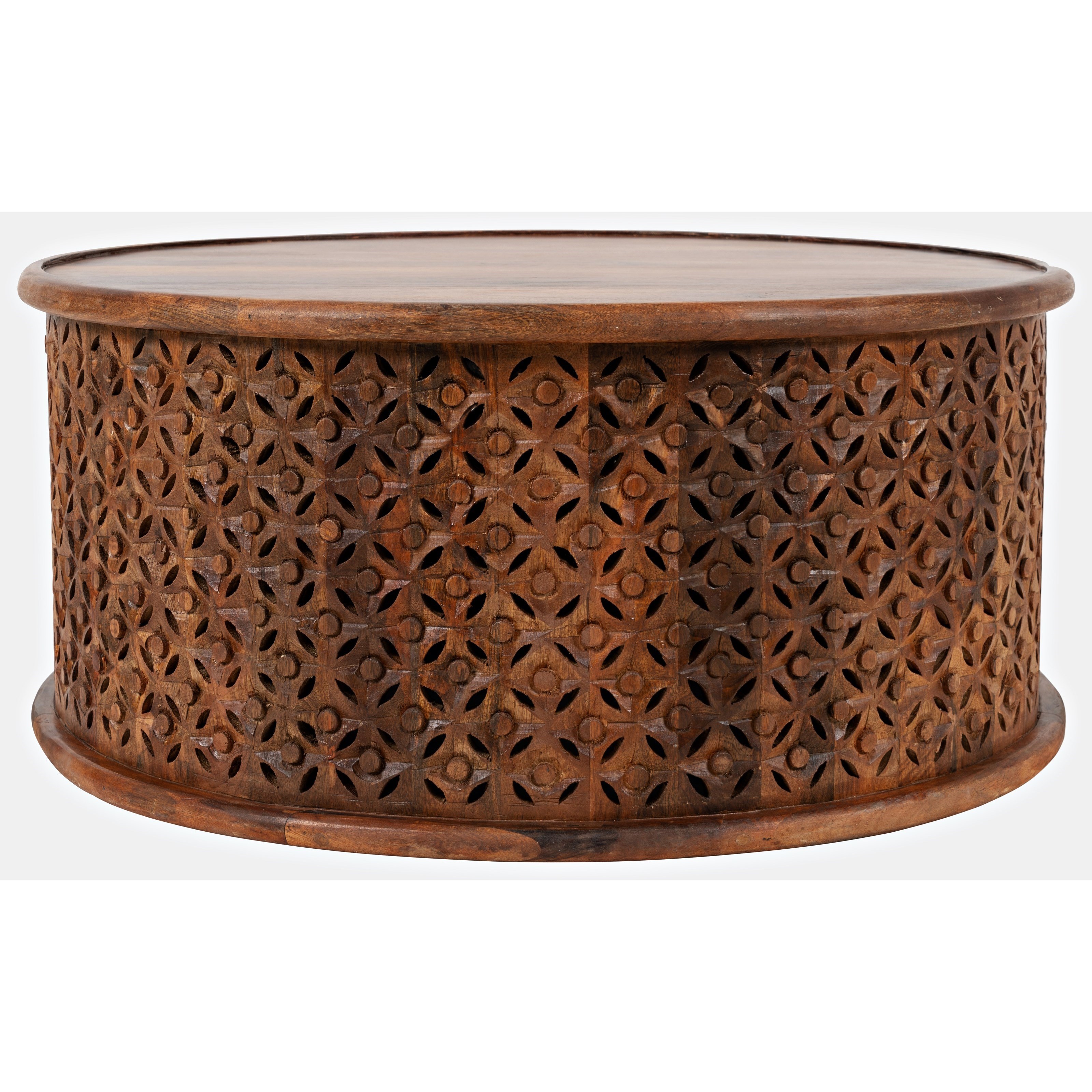 Gold Drum Coffee Table With Storage / Round Coffee Table Drum Shaped